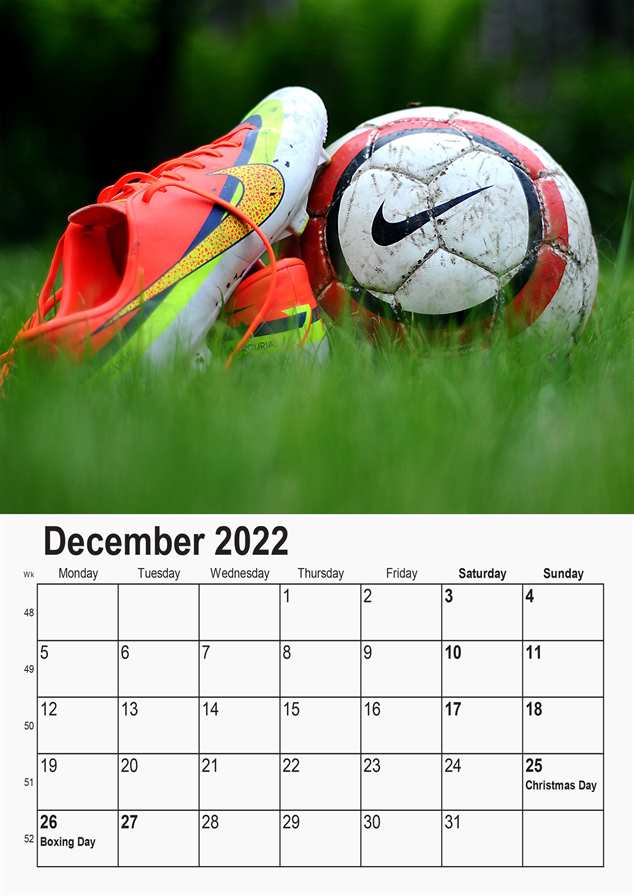 January 2022 Football Schedule 2022 Football Calendar Personalised A4 – Personaprint.co.uk