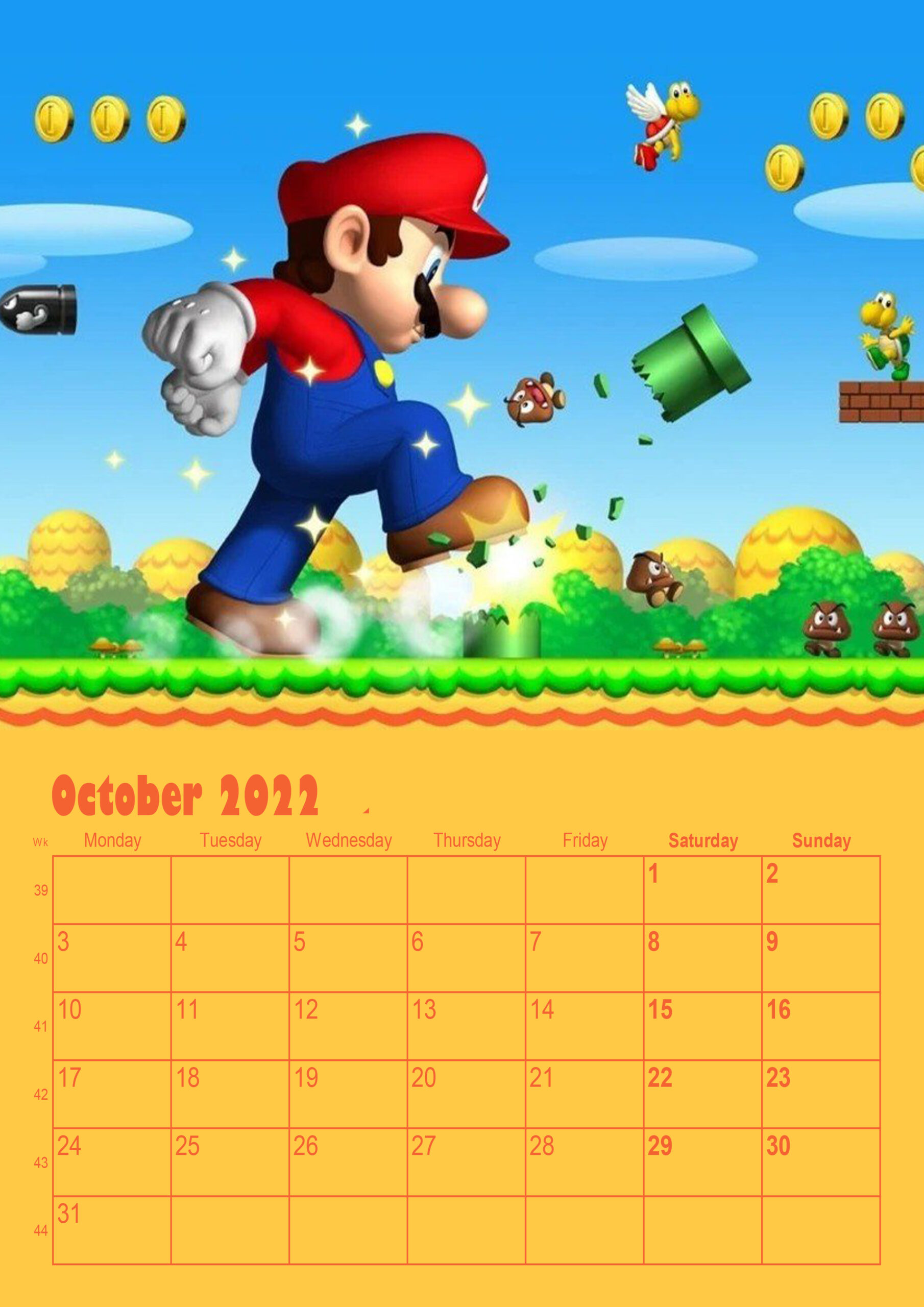 Mario 2022 Calendar Personalised – Personaprint.co.uk
